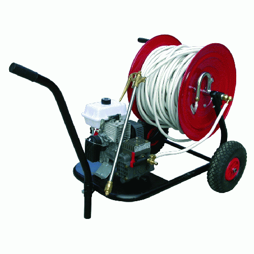 2 hp sprayer motor pump with hose reel trolley and 100 meter hose
