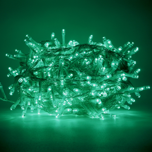Luccika Home guirlande de lumières de Noël câble transparent led vert avec 8 jeux de lumière et de mémoire pour une utilisation intérieure et extérieure