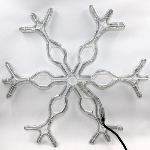 Wisdom tubo luminoso di Natale a forma di fiocco di neve con 96 led e 8 giochi di luci cm 48x48 su struttura in metallo per interno ed esterno