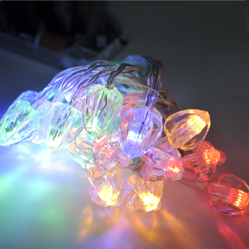 Série 20 lumières de Noël LED 3D coeur RVB multicolore sur piles chaîne 2 mt 2 jeux pour intérieur