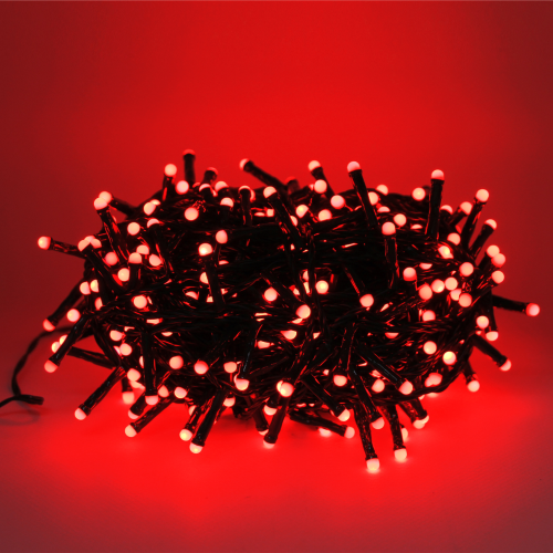 Luccika Home guirlande lumineuse série de lumières d'arbre de Noël 360 ° luminosité LED rouge câble vert avec 8 jeux de lumière et mémoire pour une utilisation en intérieur et en extérieur