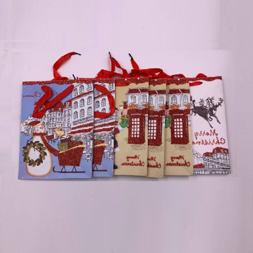 Sachets cadeaux de Noël 18x24x8 cm motifs assortis 6 pièces avec paillettes Emballage de Noël