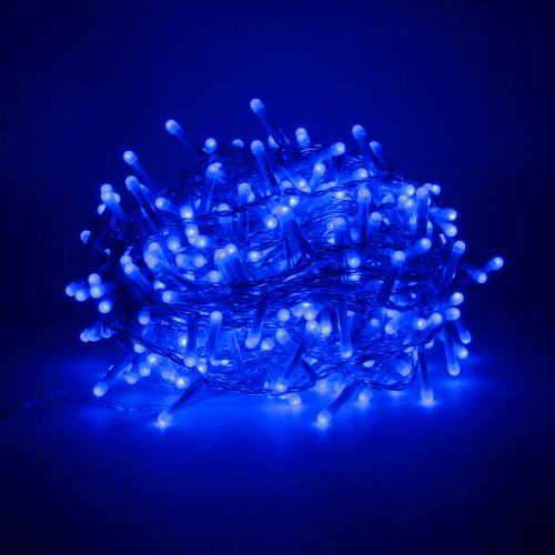 Luccika Home stringa luminosa catena serie di luci per albero di Natale luminosità 360° a led Blu cavo Trasparente con 8 giochi di luce e memoria per uso esterno interno