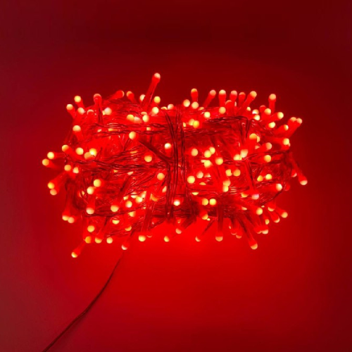 Luccika Home stringa luminosa catena serie luci per albero di Natale luminosità 360° a led rosso cavo trasparente con 8 giochi di luce e memoria per uso esterno interno