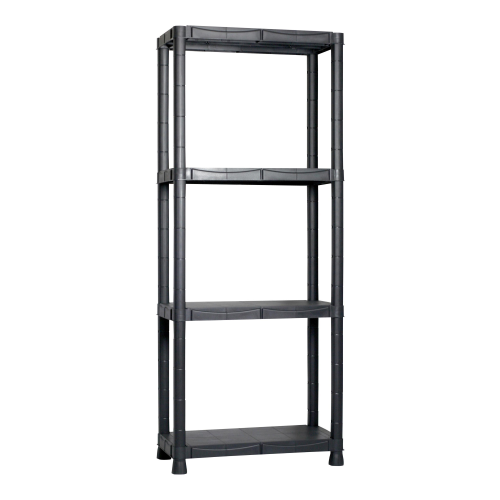 Black resin shelf kit 4 shelves shockproof shelving for indoor / outdoor