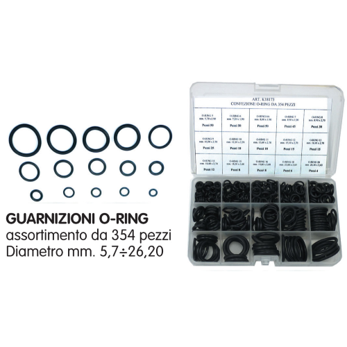 box gaskets O-Ring assortment 354 pcs from 5.7 to 26.2 mm