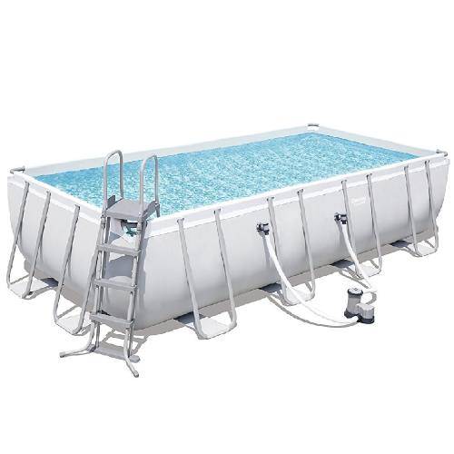 Bestway 56670 Power Steel piscina sobre suelo rectangular 488x244x122 cm con bomba filtro de cartucho escalera toalla
