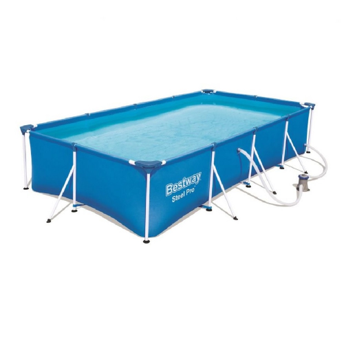 Bestway 56424 Steel Pro piscine rectangulaire bleue 400x211x81 cm avec cadre et pompe de filtration