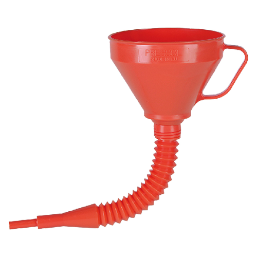 Polyethylene funnel with flexible stem and removable brass filter ø cm 16 for jerry cans hydrocarbon petrol diesel