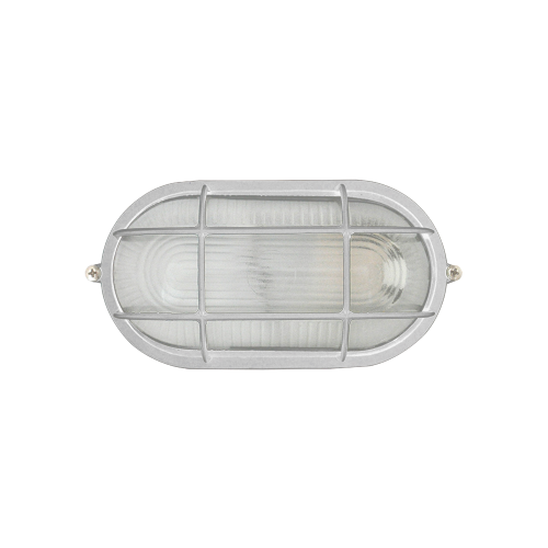 Oval plastic ceiling light with satin glass E27 grid 60W cm19x9x11h white for outdoor