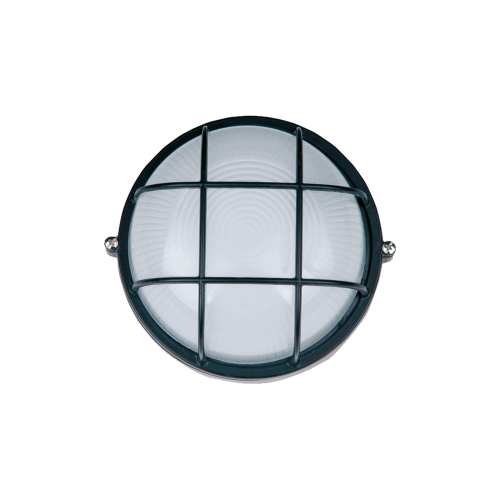 Round ceiling lamp with E27 100W grid ø 19x10h cm plastic body frosted glass for outdoor use