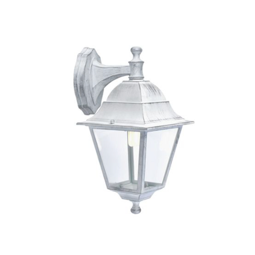 Sovil Lanterna lampada da parete discendente Old E27 60W bianco/argento cm42x18x28 esterno