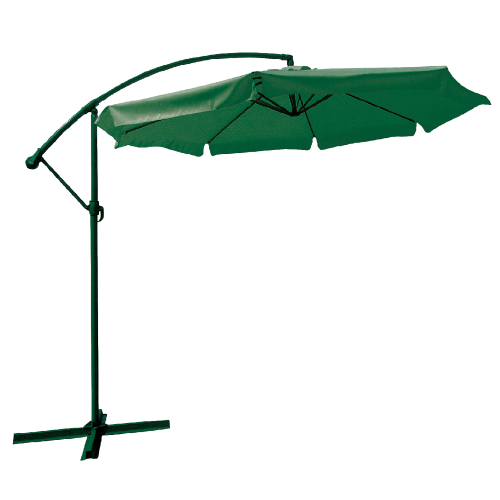Parasol décentralisé Flyn à manivelle en acier avec plateau en polyester vert ø 300 cm pour jardin extérieur