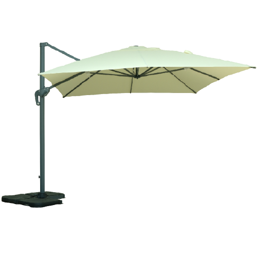 Roma 4x3 mt decentralized umbrella with aluminum structure and polyester fabric for outdoor garden
