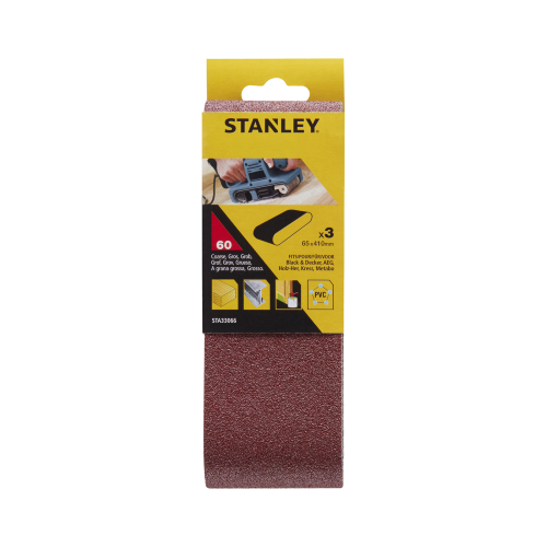 Stanley STA33066 3 nastri abrasivi mm65x410 grana 60 per levigatrice a nastro