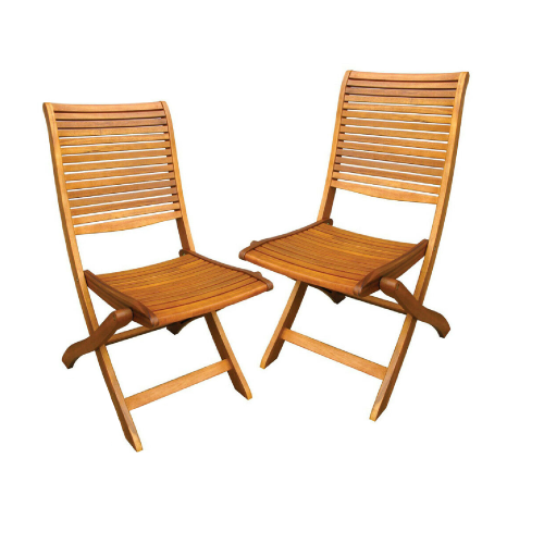 Chaise pliante Riviera 63x53x95 cm en bois avec finition à l'huile 2 pièces pour jardin extérieur