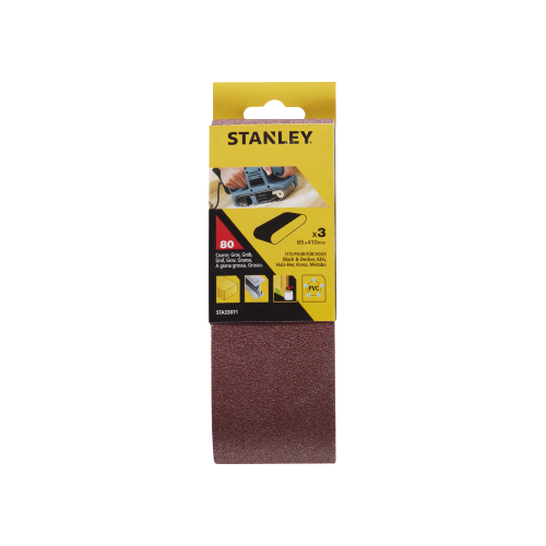 Stanley STA33071 3 nastri abrasivi mm65x410 grana 80 per levigatrice a nastro