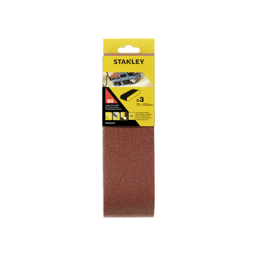 Stanley STA33191 3 nastri abrasivi mm75x533 grana 80 per levigatrice a nastro