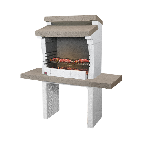Barbecue Sondrio en béton réfractaire avec foyer "Micronit" avec grill 140x59x147,5 cm fonctionnement au charbon