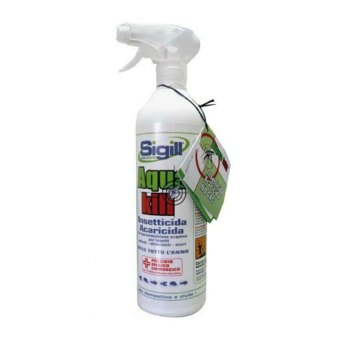 Sigill Aqua Kill insetticida spray acaricida 750 ml pronto all'uso per tutti gli insetti uso esterno ed interno per uso domestico e civile