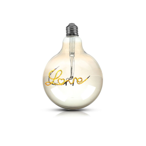 V-tac 2700 lampadina led 5W a filamento con scritta love e vetro ambrato luce bianco caldo 2200K E27 by samsung