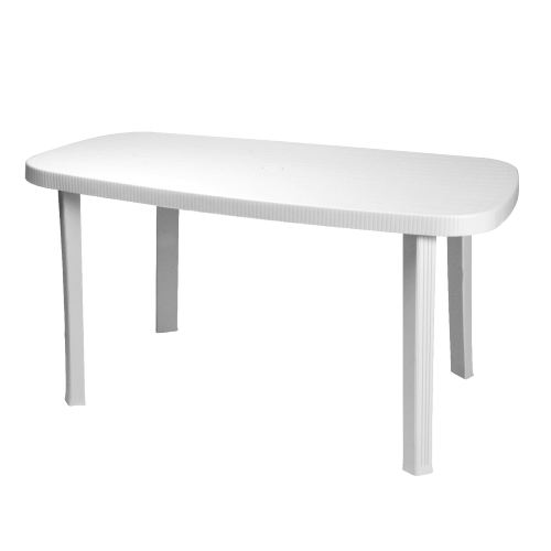 Otello Tisch aus weißem stoßfestem Harz ohne Kreuzung 136x82x72 cm für Garten im Freien