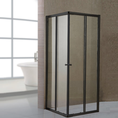 Cabine de douche avec parois en verre transparent de 6 mm et profilés en aluminium lisse h 185 cm noir mat extensibilité 80x80 cm