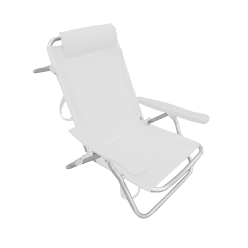 Chaise de plage inclinable en tube d'aluminium Ø 25 mm blanc 53x62x77 cm piscine de mer