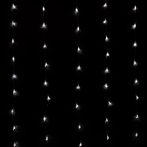 Wisdom Lichtvorhang 160 LED Weihnachten warmweißes Licht 3x1 mt transparentes Kabel mit 8 Lichtspielen für den Innen- und Außenbereich
