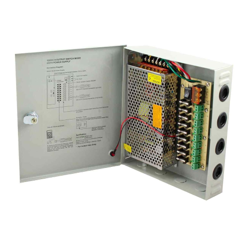 Interrupteur d'alimentation pour vidéosurveillance 12V 9 sorties switch box 15A 180w stabilisé