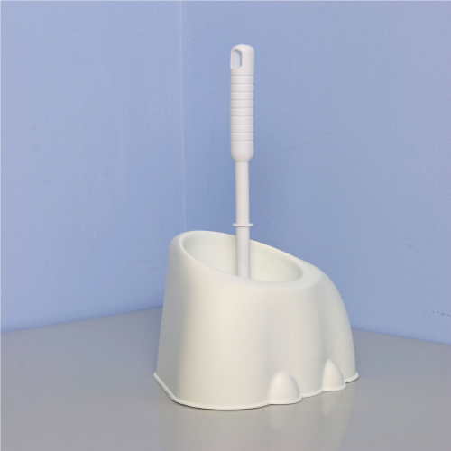 Porte-balais de toilette angulaire en résine thermoplastique polypropylène blanc complet avec brosse de toilette
