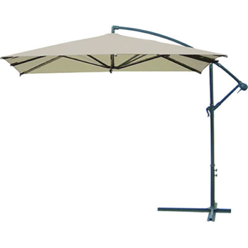 Square parasol for garden 3x3 m decentralized with arm and cross support base