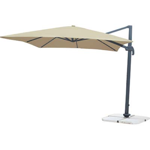 Square parasol for garden 3x4 m decentralized with arm in ecru colour