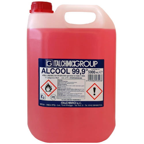 Italchimici alcohol etílico desnaturalizado 99,9° certificado lata 5 lt disolvente para goma laca