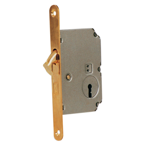 Bonaiti serratura a gancio Art. 60 solo mandata e ½ giro chiave tipo patent altezza scatola 100 mm ottonata entrata 50 mm