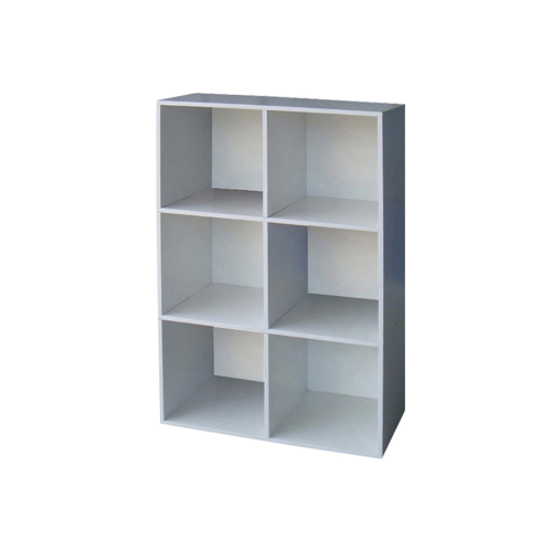 Bibliothèque Cubo 6 compartiments carrés couleur blanche cm61x30x91h en étagère mobile en mélamine