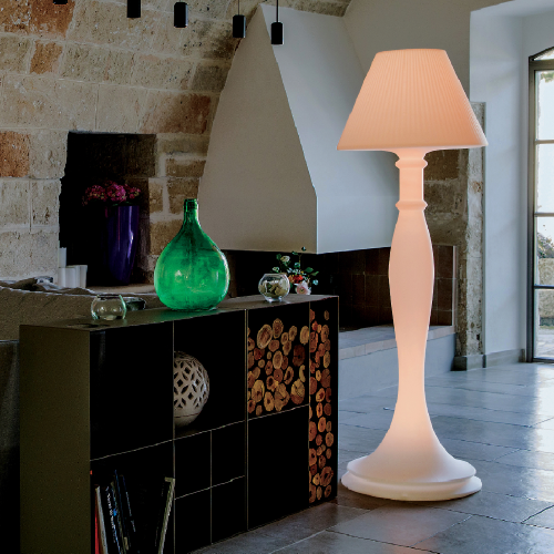 Eva Stehlampe aus RGB-Lichtharz mit Fernbedienung Ø 60x180 cm LED-Lampe für Innen- und Außenmöbel