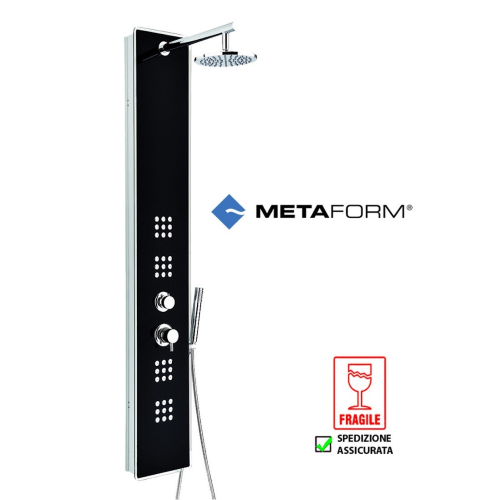 Metaform mod crystal black wall shower column whirlpool glass