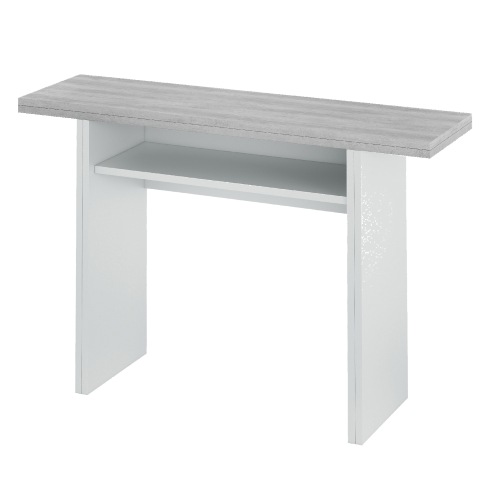 Kit table console extensible 120x35/70xh75 cm blanc/panneau aggloméré mélaminé ciment