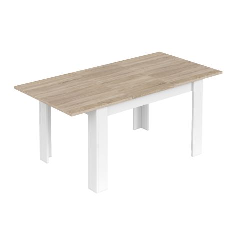 Kit table extensible Kendra cm 140/190x90x78h blanc/panneau aggloméré mélaminé chêne