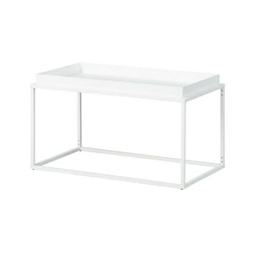 Kit table métal blanc 80x45x45 cm table de chevet métal avec support vasque pour intérieur et extérieur