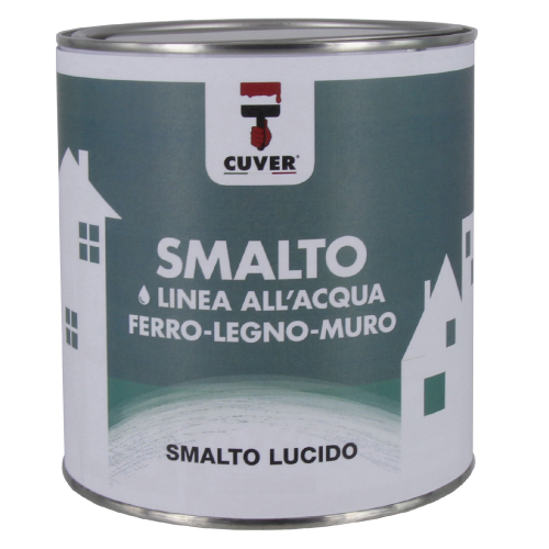 Smalto Cuver acrilico lucido all'acqua bianco per legno ferro muro interni ed esterni 750 ml resa 10-12 mq/l
