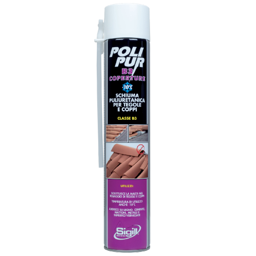 Sigill Polipur B3 schiuma poliuretanica 750 ml per incollare tegole e coppi per pistola