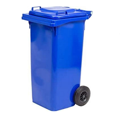 Poubelle à roulettes bleue de 240 litres avec deux roues cm 72x58x106h poubelle pour la collecte séparée des déchets