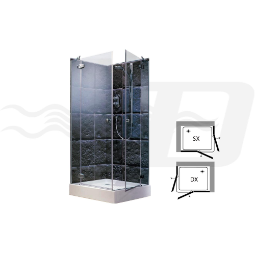 integral shower enclosure with Minerva crystal glass dx cm 66,5-67x86,5-87