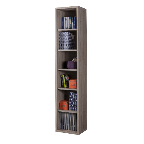 Drawing line bookcase module Art. LB4802 K511 5 shelves cm 44x36x217h in chipboard covered in truffle oak melamine