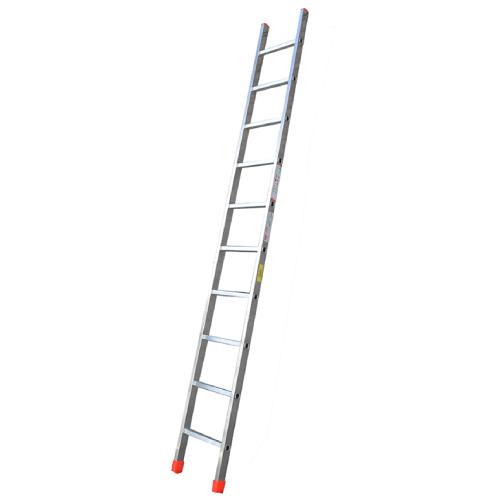 Escalera simple adosada de aluminio 12 peldaños 30 x 30 mm altura máxima 350 cm con pies antideslizantes