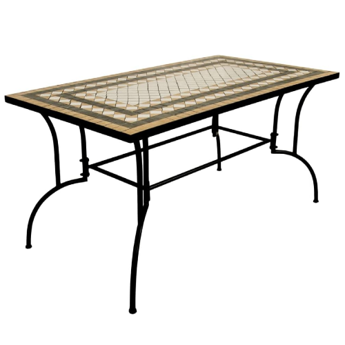 Classic I mosaic decoration table in painted metal cm 150x80x73h stone-like mosaic for outdoor use