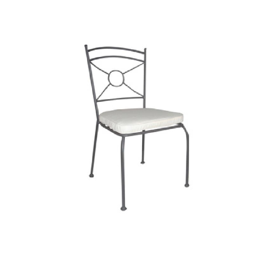 Neuer Supreme-Stuhl aus schwarzem Schmiedeeisen, cm.49x53x93h, mit Kissen