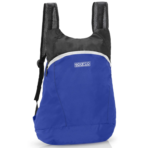 Sparco zaino sport light backpack richiudibile con tasca interna nero/azzurro e spallacci in rete traspiranti regolabili